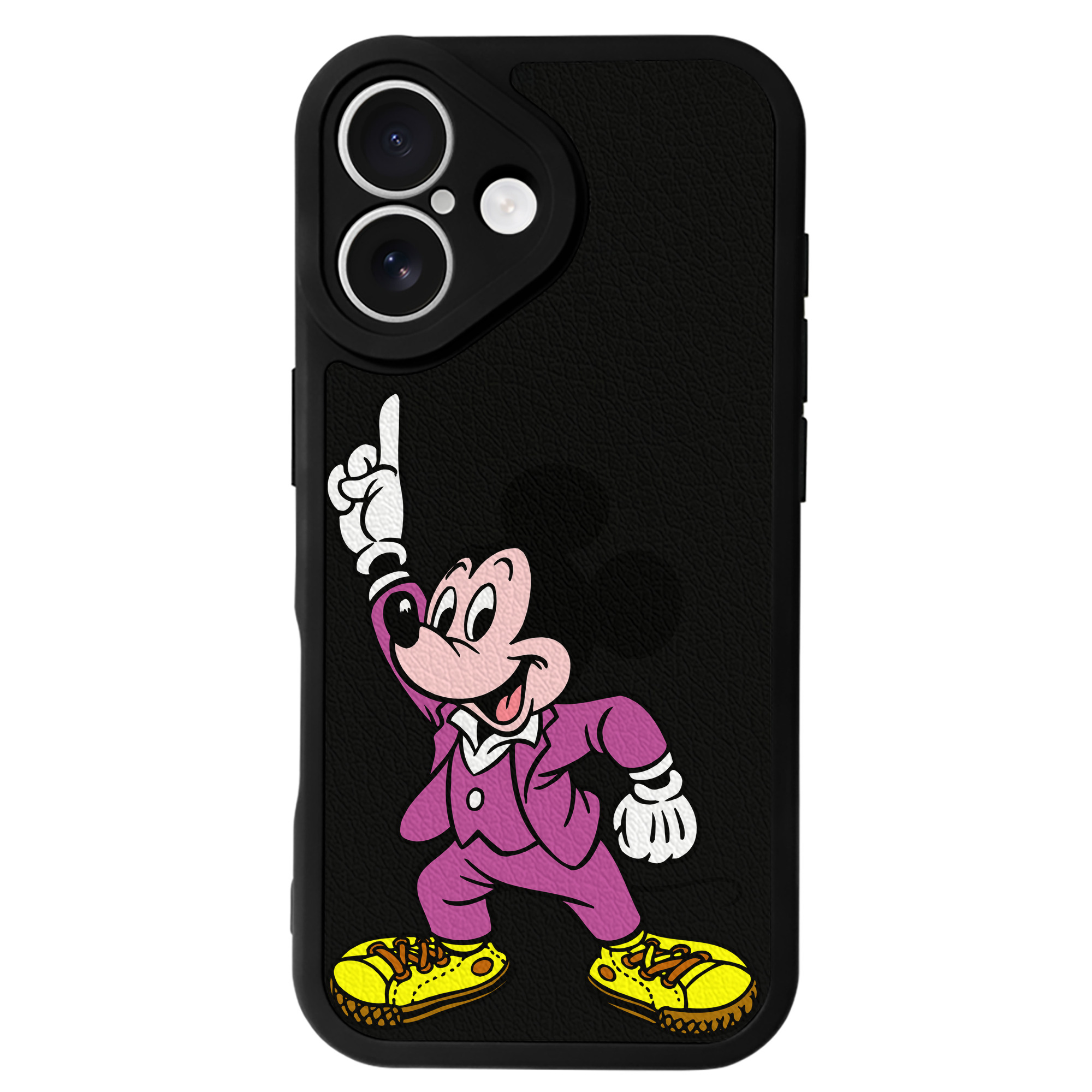 （画像用） ミッキーマウス Mickey Mouse 【iPhone 16シリーズ対応】シリコンスマホケース（レザー調） 材質：シリコン